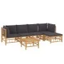 6-teiliges Gartenmöbel-Set aus Bambus mit dunkelgrauen Kissen von vidaXL, Gartensets - Ref: Foro24-3155212, Preis: 500,31 €, ...
