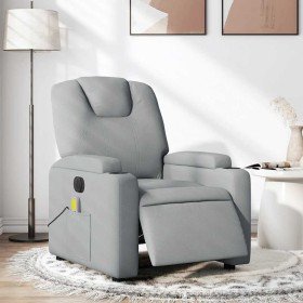 Sillón reclinable de masaje eléctrico tela gris claro Sillón reclinable de masaje eléctrico tela gris claro