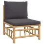 3-teiliges Gartenmöbel-Set aus Bambus mit dunkelgrauen Kissen von vidaXL, Gartensets - Ref: Foro24-3155236, Preis: 296,51 €, ...