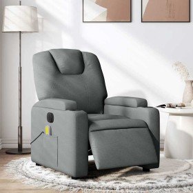Sillón reclinable de masaje eléctrico tela gris oscuro Sillón reclinable de masaje eléctrico tela gris oscuro