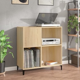 Mueble discos madera contrachapada roble Sonoma 84,5x38x89 cm