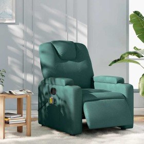 Sillón reclinable de masaje eléctrico tela verde oscuro en Sillones | Comprar online en Foro24