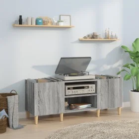 Sonoma gray plywood record cabinet 121x38x48cm by vidaXL, CD and DVD storage - Ref: Foro24-831931, Price: 65,42 €, Discount: %
