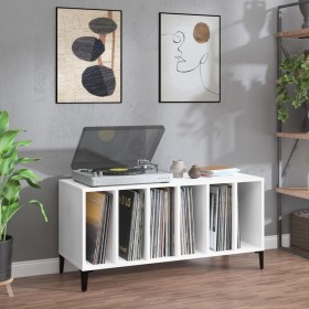 Mueble para discos madera contrachapada blanco 100x38x48 cm