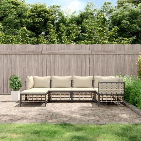 Garden furniture set 6 pieces anthracite cushions PE rattan by vidaXL, Outdoor sofas - Ref: Foro24-3186770, Price: 495,80 €, ...