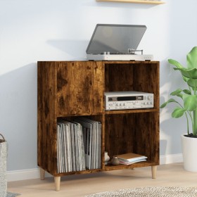 Mueble discos madera contrachapada roble ahumado 84,5x38x89 cm