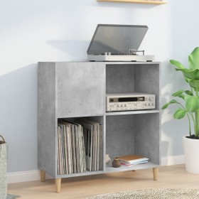 Mueble discos madera contrachapada gris hormigón 84,5x38x89 cm