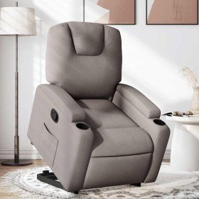 Sillón reclinable elevable tela gris taupe Sillón reclinable elevable tela gris taupe