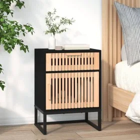 Mesita noche hierro y madera contrachapada negro 40x30x55,5 cm de vidaXL, Mesitas de noche - Ref: Foro24-352093, Precio: 67,3...
