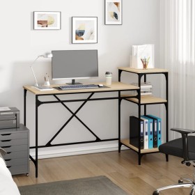 Schreibtisch mit Regalen aus Eichensperrholz 135x50x90 cm von vidaXL, Schreibtische - Ref: Foro24-826710, Preis: 78,60 €, Rab...