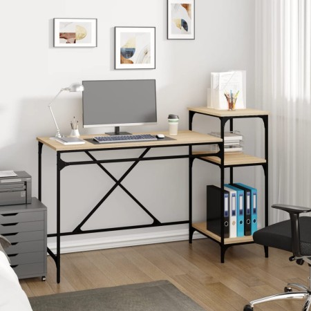 Escritorio con estantes madera contrachapada roble 135x50x90 cm de vidaXL, Escritorios - Ref: Foro24-826710, Precio: 78,55 €,...