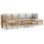 Gartenmöbel-Set, 7-teilig, aus Bambus mit hellgrauen Kissen. von vidaXL, Gartensets - Ref: Foro24-3155085, Preis: 641,28 €, R...