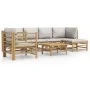 Set de muebles de jardín 7 piezas bambú y cojines gris claro de vidaXL, Conjuntos de jardín - Ref: Foro24-3155085, Precio: 63...