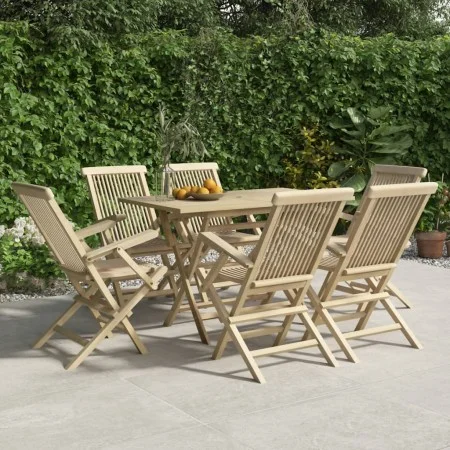 Garten-Essgruppe 7-teilig aus massivem grauem Teakholz von vidaXL, Gartensets - Ref: Foro24-3155044, Preis: 680,27 €, Rabatt: %