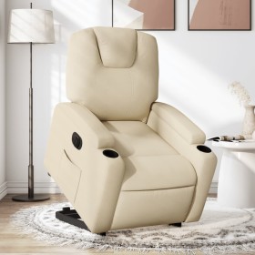 Sillón eléctrico reclinable elevable de tela color crema en Sillones | Comprar online en Foro24