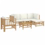 Gartenmöbel-Set 6-teilig aus Bambus und cremeweißen Kissen von vidaXL, Gartensets - Ref: Foro24-3155179, Preis: 624,57 €, Rab...