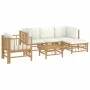 Set de muebles de jardín 6 piezas bambú y cojines blanco crema de vidaXL, Conjuntos de jardín - Ref: Foro24-3155179, Precio: ...