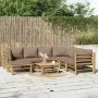 8-teiliges Gartenmöbel-Set Bambus und Kissen taupegrau von vidaXL, Gartensets - Ref: Foro24-3155127, Preis: 960,72 €, Rabatt: %