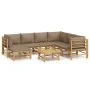 8-piece garden furniture set made of bamboo with gray taupe cushions by vidaXL, Garden sets - Ref: Foro24-3155127, Price: 960...