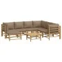 8-piece garden furniture set made of bamboo with gray taupe cushions by vidaXL, Garden sets - Ref: Foro24-3155127, Price: 960...