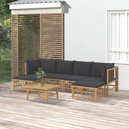 7-piece bamboo garden furniture set with dark gray cushions by vidaXL, Garden sets - Ref: Foro24-3155229, Price: 581,31 €, Di...