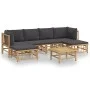 7-piece bamboo garden furniture set with dark gray cushions by vidaXL, Garden sets - Ref: Foro24-3155229, Price: 581,31 €, Di...