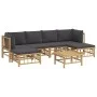 7-piece bamboo garden furniture set with dark gray cushions by vidaXL, Garden sets - Ref: Foro24-3155229, Price: 581,31 €, Di...