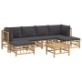 7-teiliges Gartenmöbel-Set aus Bambus mit dunkelgrauen Kissen von vidaXL, Gartensets - Ref: Foro24-3155229, Preis: 557,08 €, ...