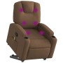 Sillón de masaje eléctrico reclinable elevable tela marrón