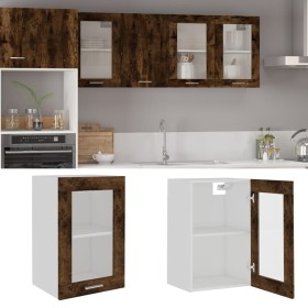 Hanging display cabinet in smoked oak wood, 40x31x60 cm. by vidaXL, Kitchen cabinets - Ref: Foro24-826345, Price: 39,65 €, Di...