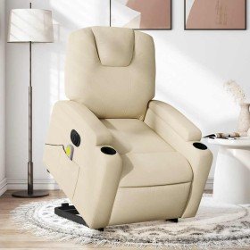 Sillón de masaje eléctrico reclinable elevable tela crema en Sillones | Comprar online en Foro24