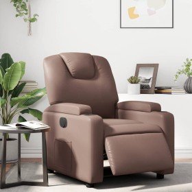 Sillón reclinable eléctrico de cuero sintético marrón Sillón reclinable eléctrico de cuero sintético marrón