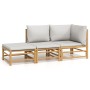 Gartenmöbel-Set 3-teilig aus Bambus und hellgrauen Kissen von vidaXL, Gartensets - Ref: Foro24-3155108, Preis: 301,41 €, Raba...