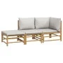 3-piece bamboo garden furniture set with light gray cushions by vidaXL, Garden sets - Ref: Foro24-3155108, Price: 301,02 €, D...