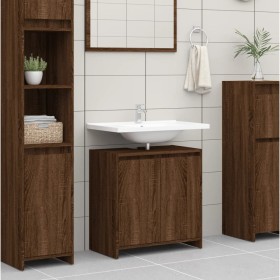 Oak brown plywood bathroom cabinet 60x33x61 cm by vidaXL, Bathroom furniture - Ref: Foro24-826359, Price: 39,91 €, Discount: %