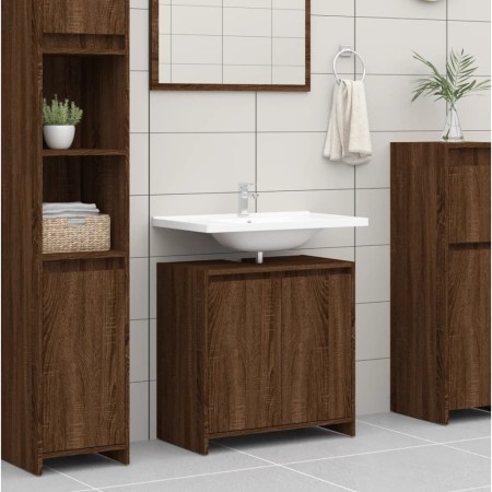 Badezimmerschrank aus braunem Eichensperrholz, 60 x 33 x 61 cm von vidaXL, Badezimmermöbel - Ref: Foro24-826359, Preis: 39,91...