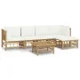 6-piece garden furniture set made of bamboo with cream white cushions by vidaXL, Garden sets - Ref: Foro24-3155200, Price: 59...