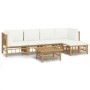 6-teiliges Gartenmöbel-Set aus Bambus und cremeweißen Kissen von vidaXL, Gartensets - Ref: Foro24-3155200, Preis: 611,84 €, R...