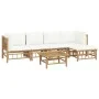 6-piece garden furniture set made of bamboo with cream white cushions by vidaXL, Garden sets - Ref: Foro24-3155200, Price: 59...