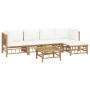 6-teiliges Gartenmöbel-Set aus Bambus und cremeweißen Kissen von vidaXL, Gartensets - Ref: Foro24-3155200, Preis: 611,84 €, R...
