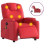Sillón de masaje reclinable eléctrico de cuero artificial rojo