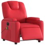 Sillón de masaje reclinable eléctrico de cuero artificial rojo