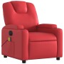 Sillón de masaje reclinable eléctrico de cuero artificial rojo