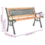 Gartenbank aus Gusseisen und massivem Tannenholz 116 cm von vidaXL, Gartenbänke - Ref: Foro24-319571, Preis: 75,21 €, Rabatt: %