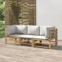 Set de muebles de jardín 3 piezas bambú y cojines gris claro de vidaXL, Conjuntos de jardín - Ref: Foro24-3155087, Precio: 32...