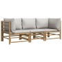 Set de muebles de jardín 3 piezas bambú y cojines gris claro de vidaXL, Conjuntos de jardín - Ref: Foro24-3155087, Precio: 33...