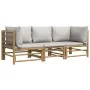 Set de muebles de jardín 3 piezas bambú y cojines gris claro de vidaXL, Conjuntos de jardín - Ref: Foro24-3155087, Precio: 32...