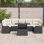 Conjunto de sofá de jardín con cojín 8 pcs Negro Poliratán