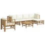 Garden furniture set 7 pieces bamboo and cream white cushions by vidaXL, Garden sets - Ref: Foro24-3155181, Price: 757,42 €, ...
