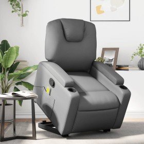 Sillón reclinable de masaje de pie cuero artificial gris Sillón reclinable de masaje de pie cuero artificial gris